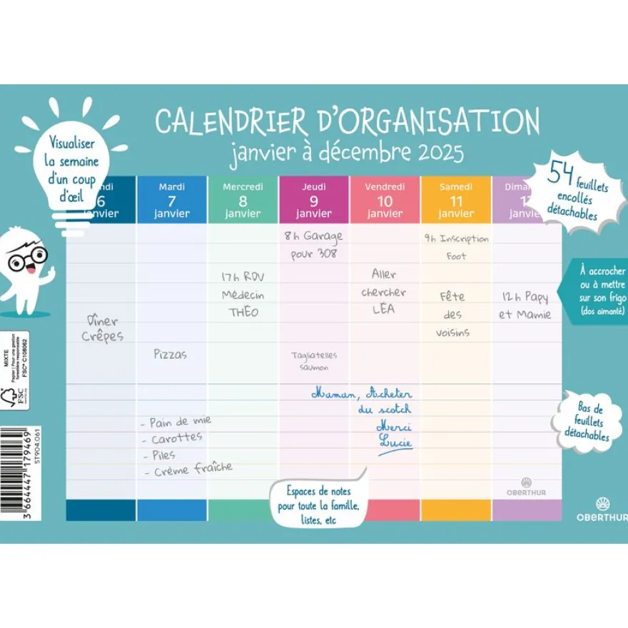 Planning hebdomadaire - 18 x 23 cm - Oberthur