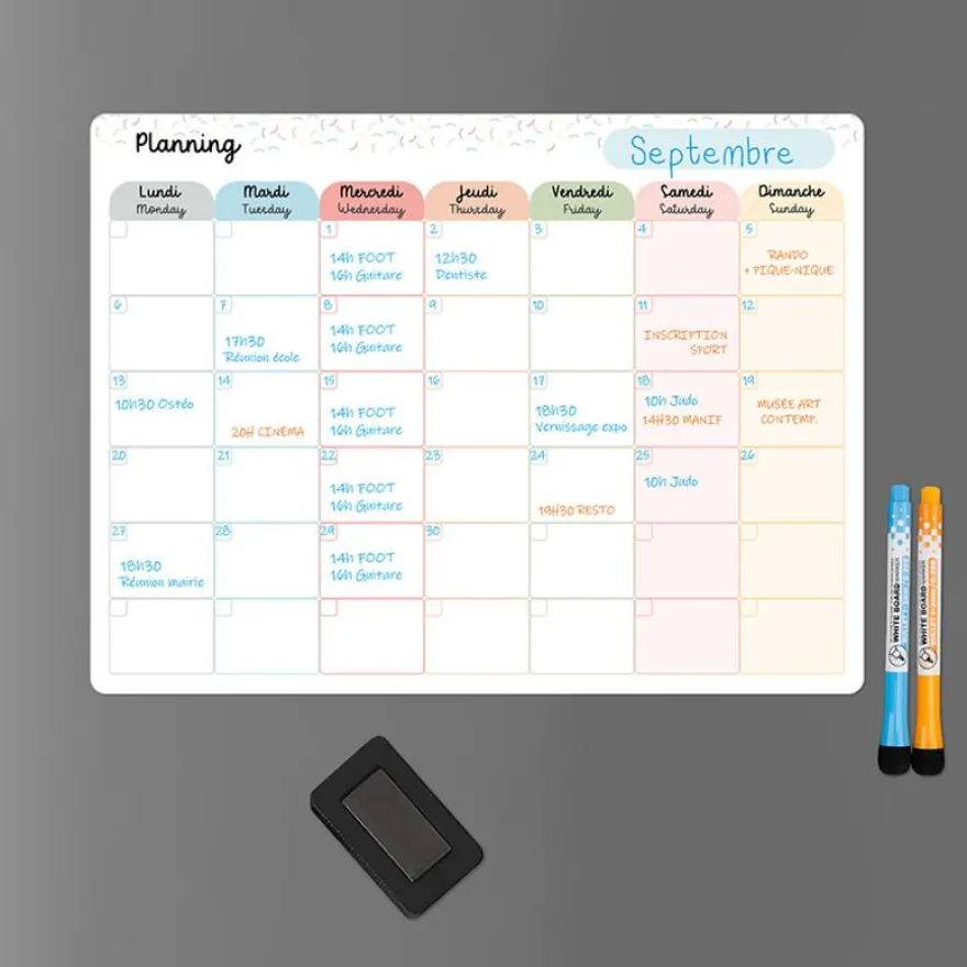 Planning mensuel magnétique - 30 x 40 cmc - Multicolore - Viquel