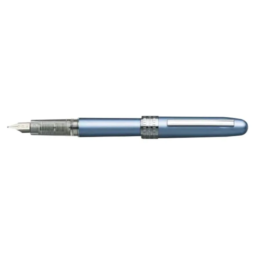 Platinum Plaisir - Stylo plume pointe moyenne - bleu givré