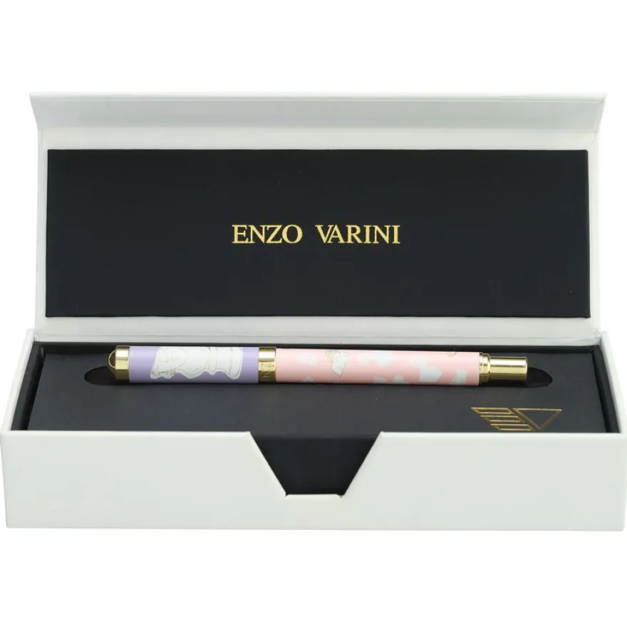 Plume ENZO VARINI "Palazzo Greek Têtes" coloris rose & violet