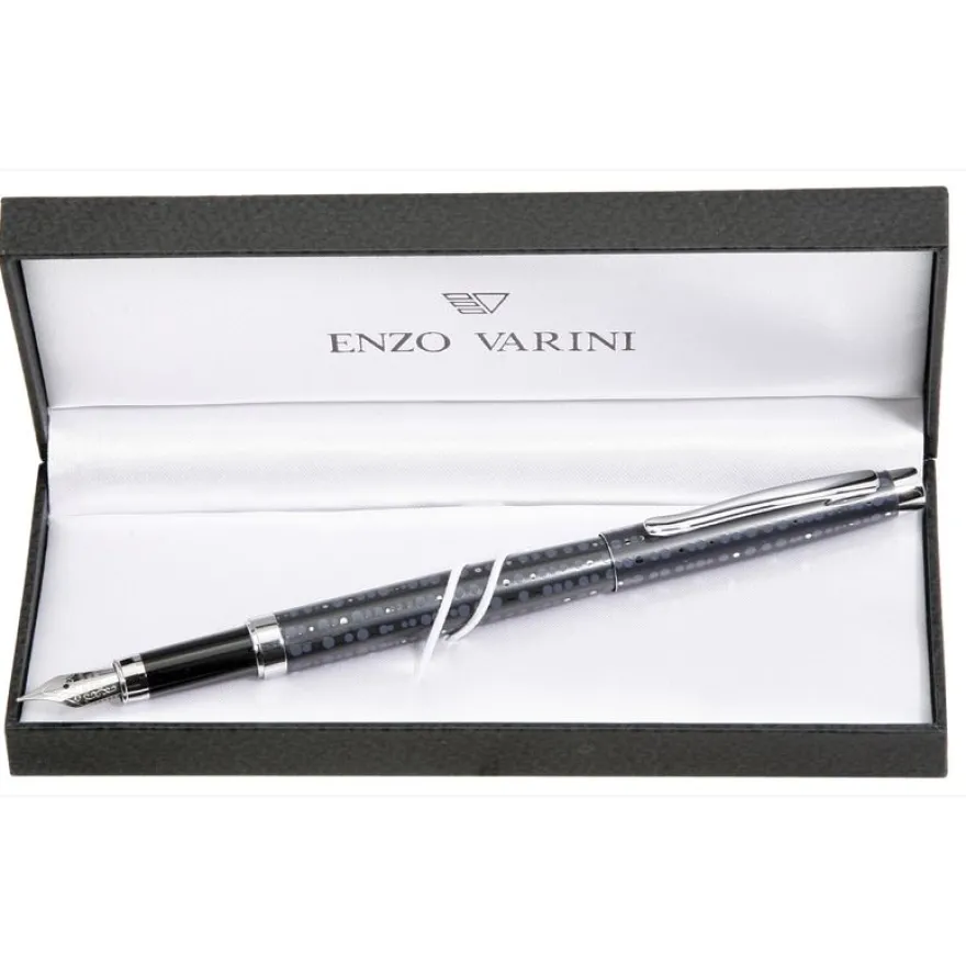 Plume ENZO VARINI "Taormina XL Bugs" motifs papillons coloris gris clair