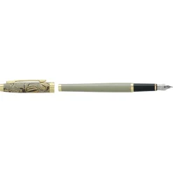 Plume ENZO VARINI "Taormina XL Bugs" motifs scarabées coloris vert gris