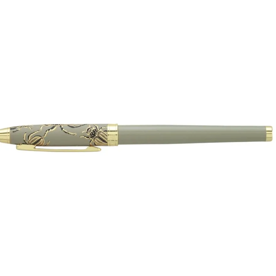 Plume ENZO VARINI "Taormina XL Bugs" motifs scarabées coloris vert gris