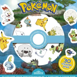 Pokémon - Pochette de stickers épais repositionnables Défis et cherche-et-trouve à créer ! Pochette de 30 autocollants épais et repositionnables avec 4 décors Dès 3 ans