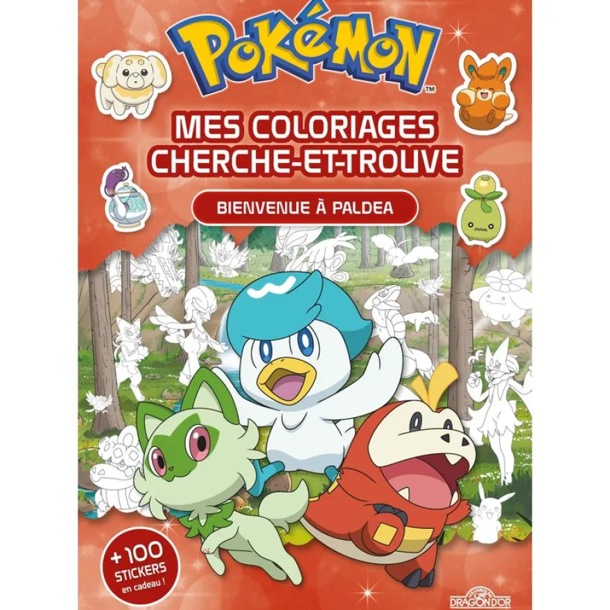 Pokémon Mes coloriages cherche-et-trouve À la découverte de Paldea Avec des stickers Dès 5 ans