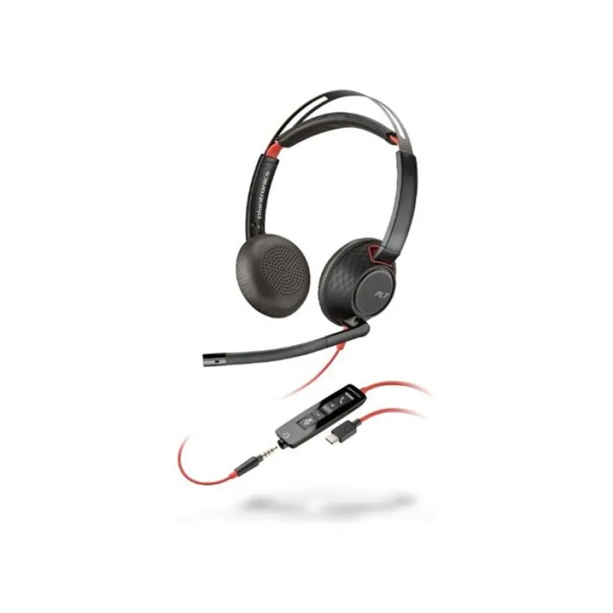 Poly Blackwire 5220 - Casque filaire avec micro - USB-C, jack 3,5mm - noir