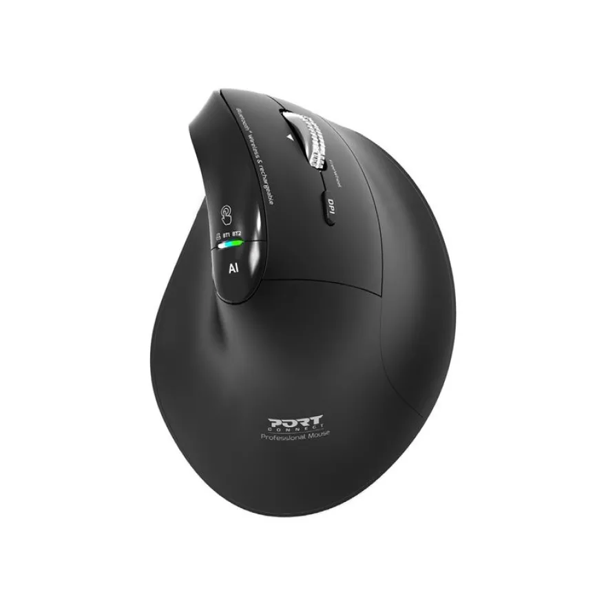 PORT - Souris sans fil ergonomique - 6 boutons - noir