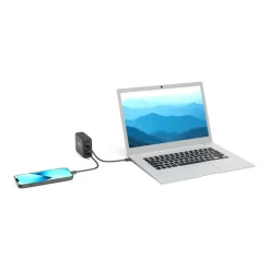 PORT Connect - Adaptateur secteur - GaN - 130 Watt - 4 connecteurs de sortie (USB type A, 3 x USB-C) - sur le câble : USB-C - Europe