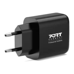 PORT Connect - Adaptateur secteur - GaN - 65 Watt - 2 connecteurs de sortie (USB type A, 24 pin USB-C) - Europe