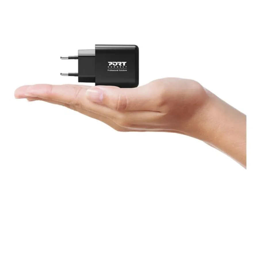 PORT Connect - Adaptateur secteur - GaN - 65 Watt - 2 connecteurs de sortie (USB type A, 24 pin USB-C) - Europe
