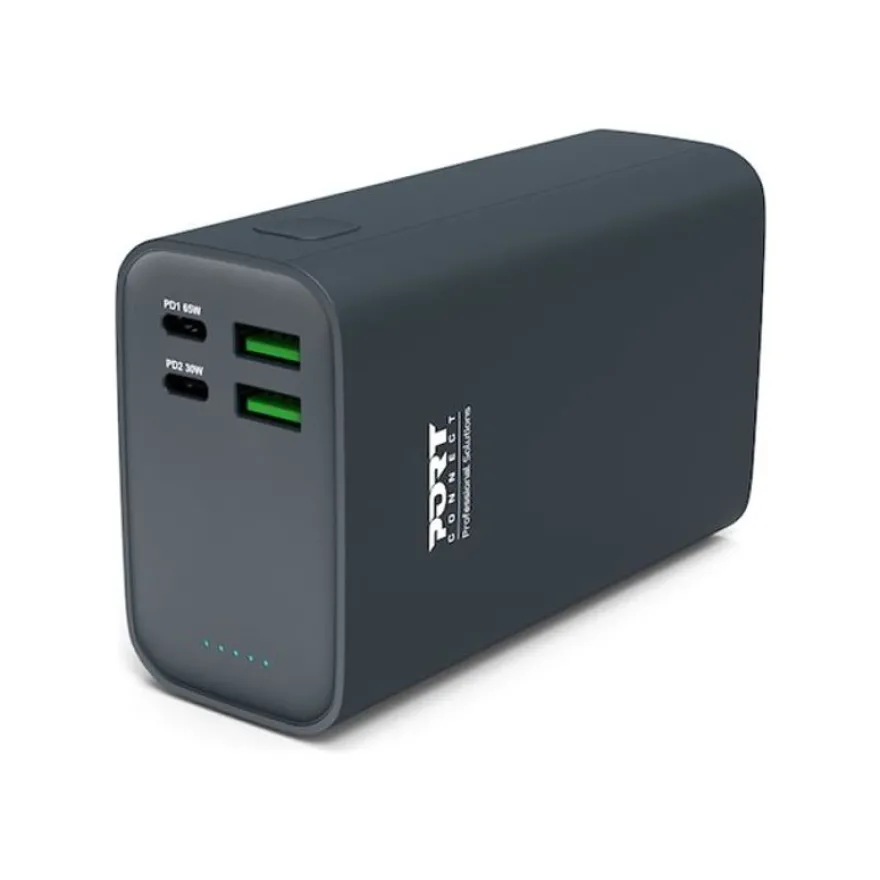PORT Connect - Batterie de secours - 26800 mAh - 4 connecteurs de sortie (2 x USB-C, 2 x USB) - sur le câble : USB-A