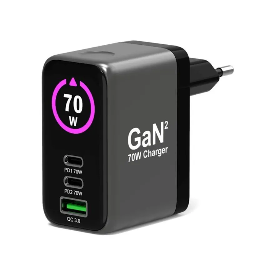 PORT Connect - Chargeur secteur GaN II - 3 connecteurs de sortie (USB, 2 x USB-C)