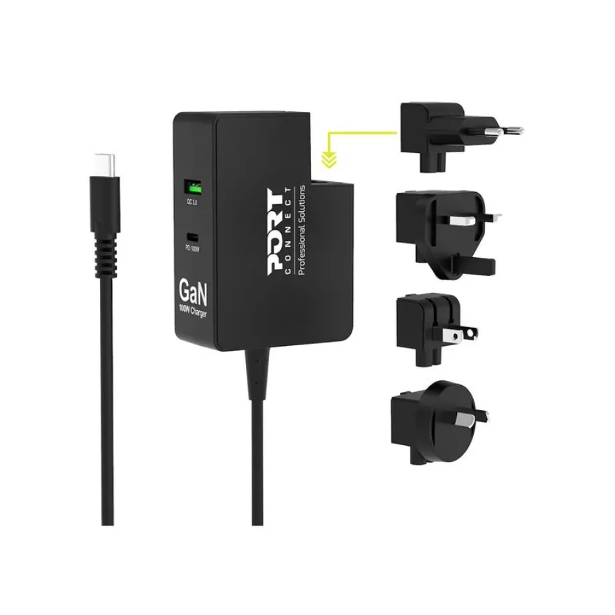 PORT Connect - Chargeur secteur universel USB-C et USB-A Quick Charge - GaN 100 Watt