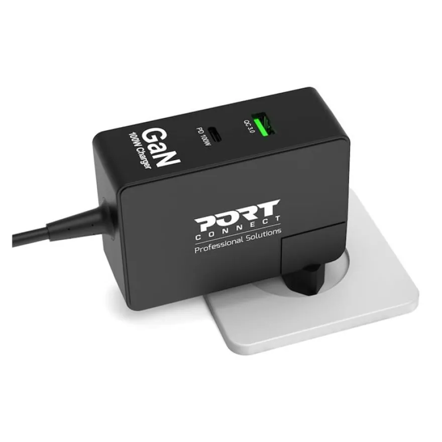 PORT Connect - Chargeur secteur universel USB-C et USB-A Quick Charge - GaN 100 Watt