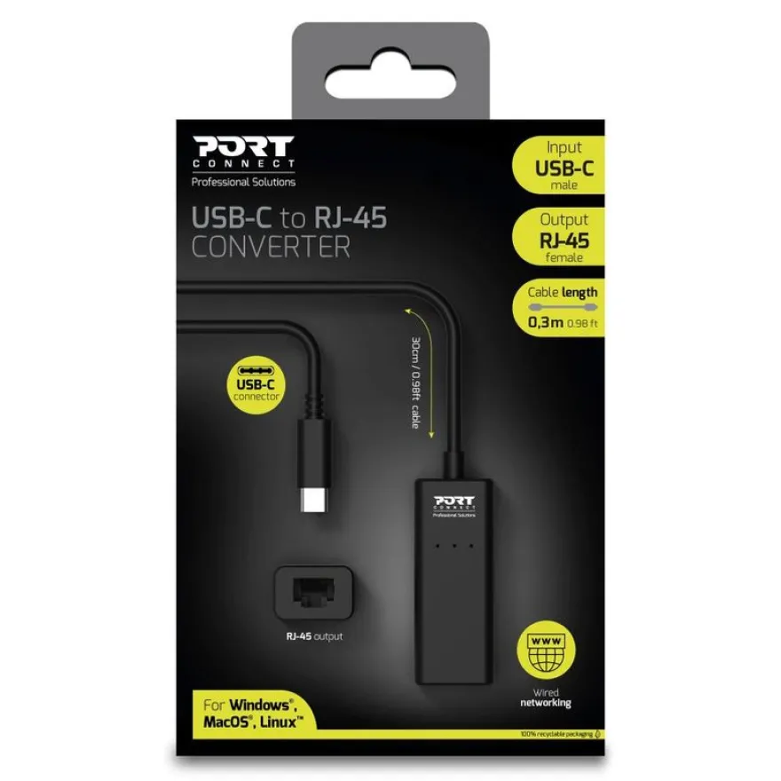 PORT Connect - convertisseur USB-C (M) vers RJ45 (F)