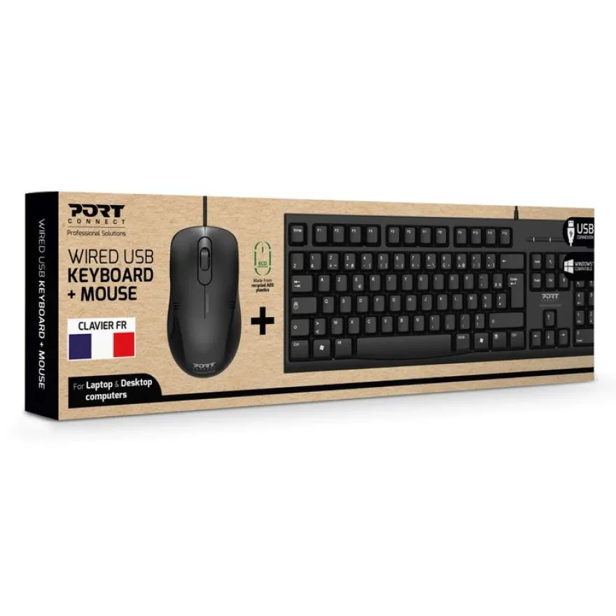 PORT Connect - ensemble clavier et souris filaire - Azerty