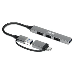 PORT Connect - Hub - USB-C/USB-A - 3 x USB 2.0 + 1 x SuperSpeed USB