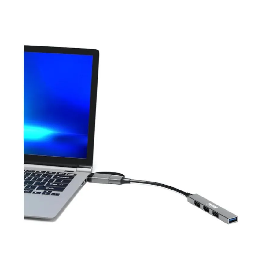 PORT Connect - Hub - USB-C/USB-A - 3 x USB 2.0 + 1 x SuperSpeed USB