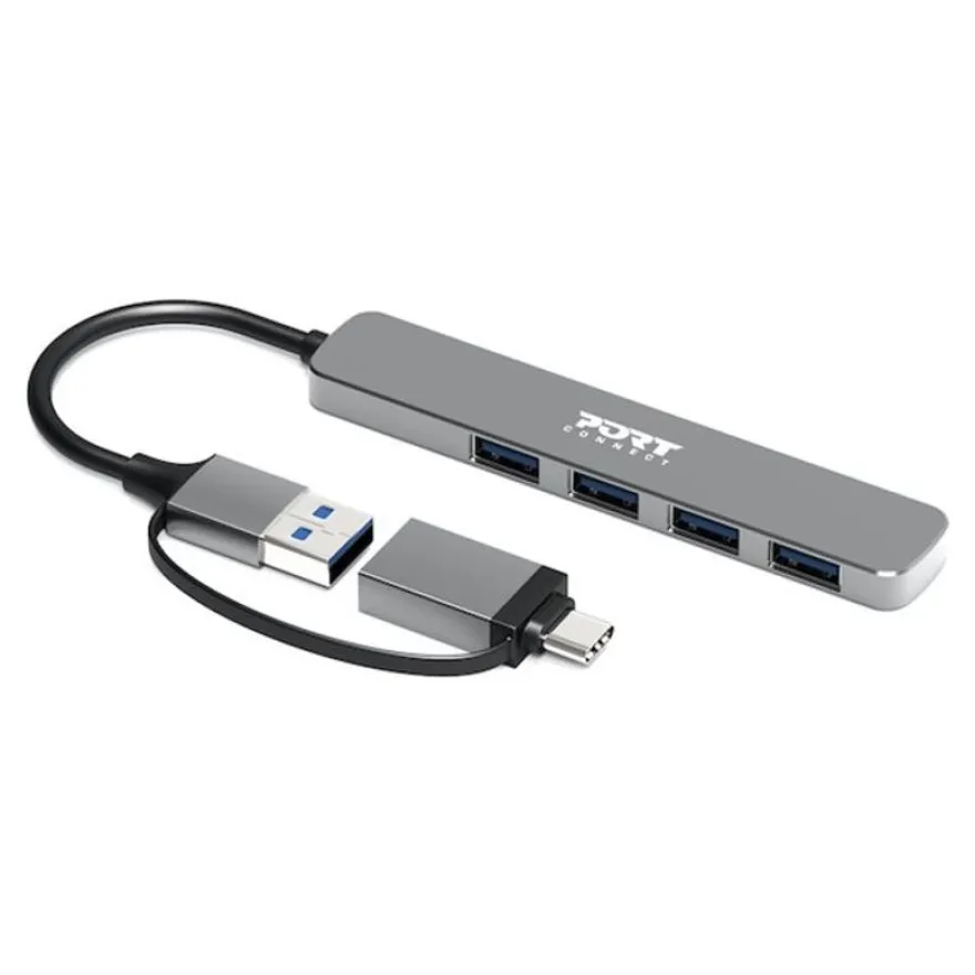 PORT Connect - Hub - USB-C/USB-A - 4 ports USB 3.0