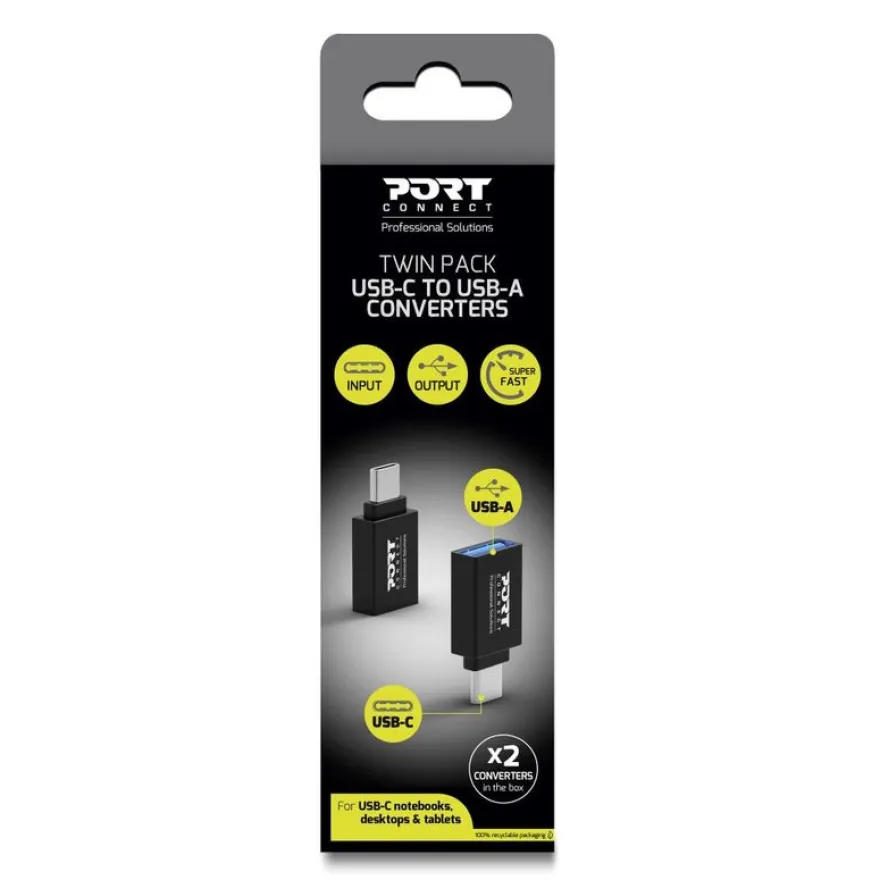 PORT Connect - pack de 2 convertisseurs USB-C (M) vers USB-A (F)