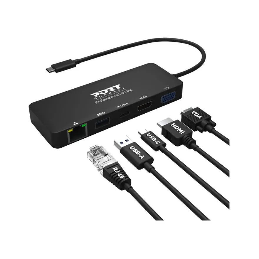 PORT Connect - station d'accueil USB-C de voyage pour PC et Mac- VGA, HDMI