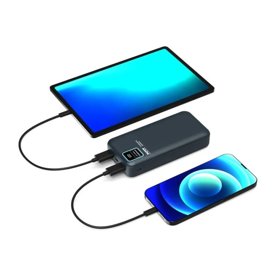 PORT Connect Enduring - Batterie de secours - 20000 mAh - 2 connecteurs de sortie (2 x USB) - sur le câble : USB-A