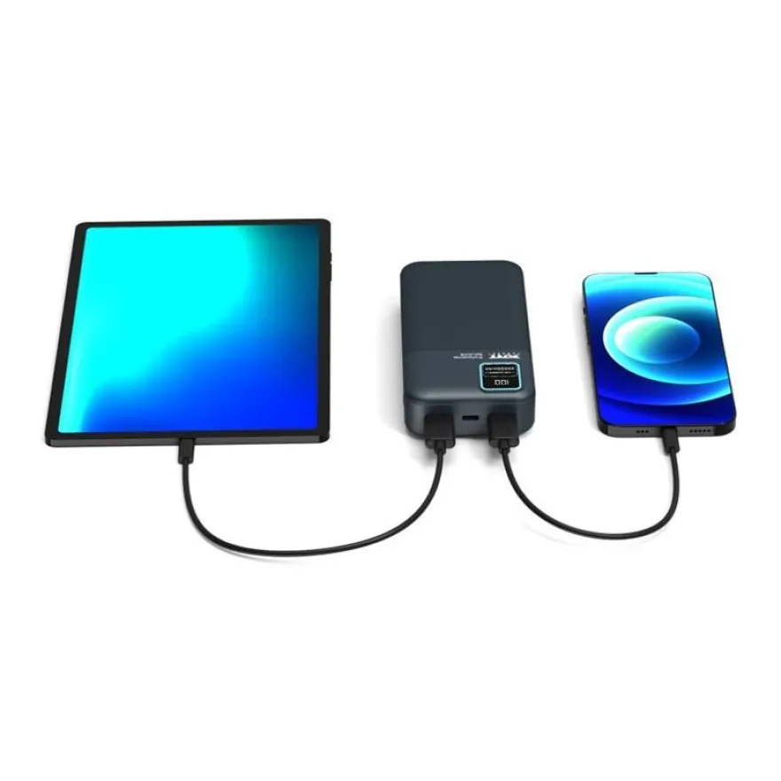 PORT Connect Enduring - Batterie de secours - 20000 mAh - 2 connecteurs de sortie (2 x USB) - sur le câble : USB-A