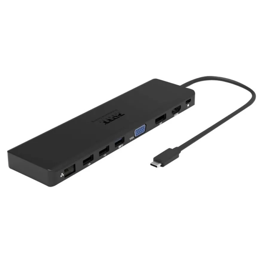 PORT connect TRIPLE SCREEN TRAVEL - Station d'accueil - USB-C 3.1 Gen 2 - DP, HDMI, VGA - 1GbE