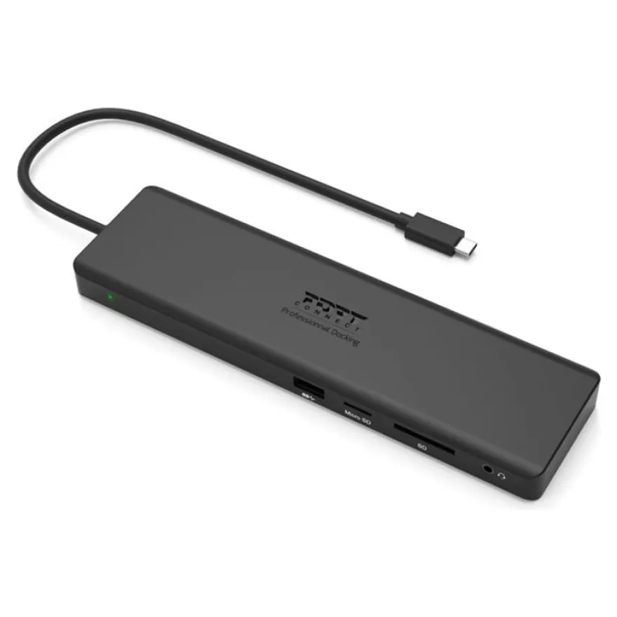 PORT connect TRIPLE SCREEN TRAVEL - Station d'accueil - USB-C 3.1 Gen 2 - DP, HDMI, VGA - 1GbE