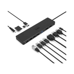PORT connect TRIPLE SCREEN TRAVEL - Station d'accueil - USB-C 3.1 Gen 2 - DP, HDMI, VGA - 1GbE