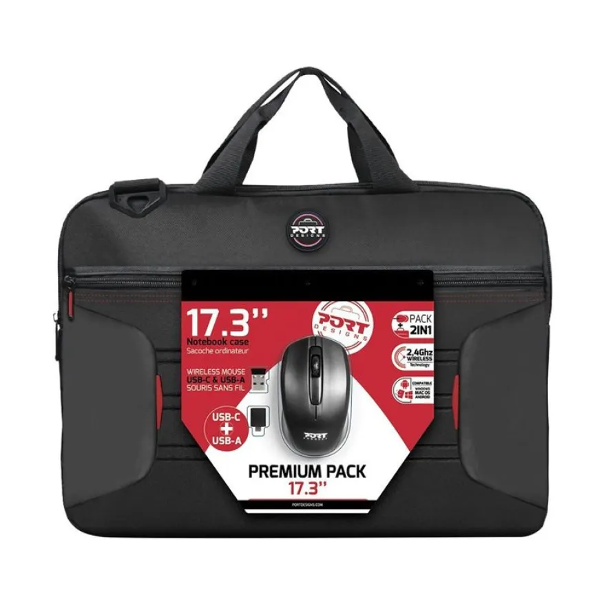 PORT Designs - Sacoche pour ordinateur portable 17,3" + souris - noir
