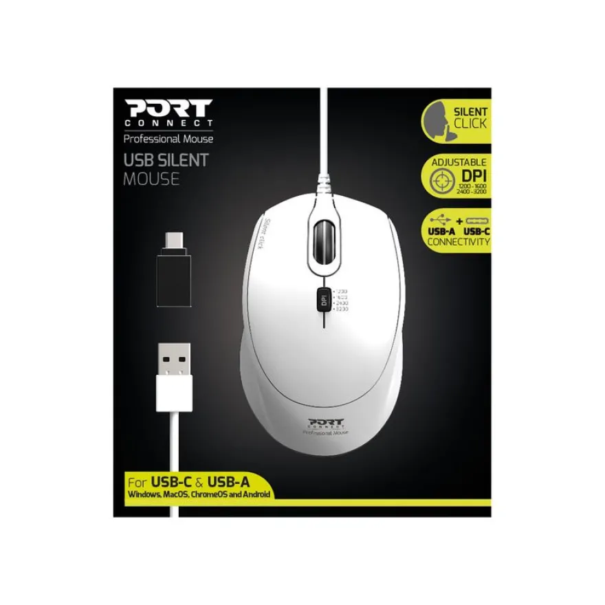 PORT DESIGNS - Souris filaire - silencieuse - blanc