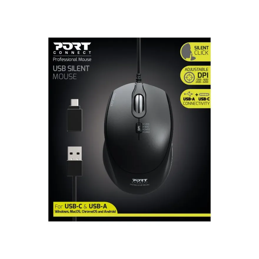 PORT DESIGNS - Souris filaire - silencieuse - noir