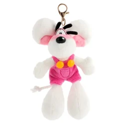 Porte-clés peluche Diddl en salopette Rose 15cm