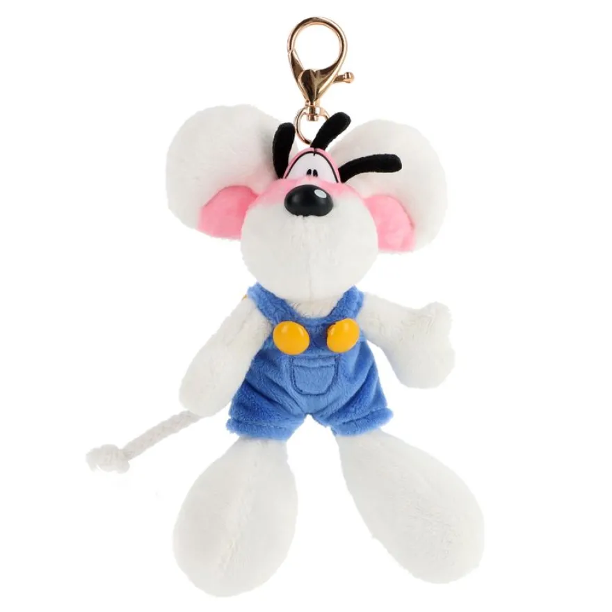 Porte-clés peluche Diddl en salopette Bleue 15cm
