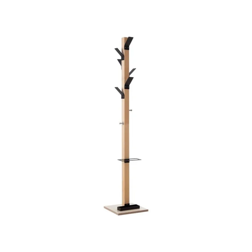 Porte-manteau en bois naturel avec porte parapluie EASYCLOTH - noir