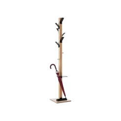 Porte-manteau en bois naturel avec porte parapluie EASYCLOTH - noir