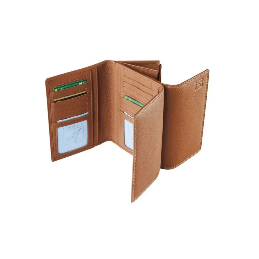 Porte-monnaie double fermeture éclair Dakota - cognac - label M