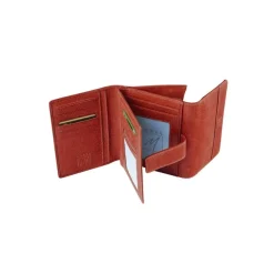 Porte-monnaie fermeture à bouton avec 4 poches fenêtres Savannah - rouge - label M