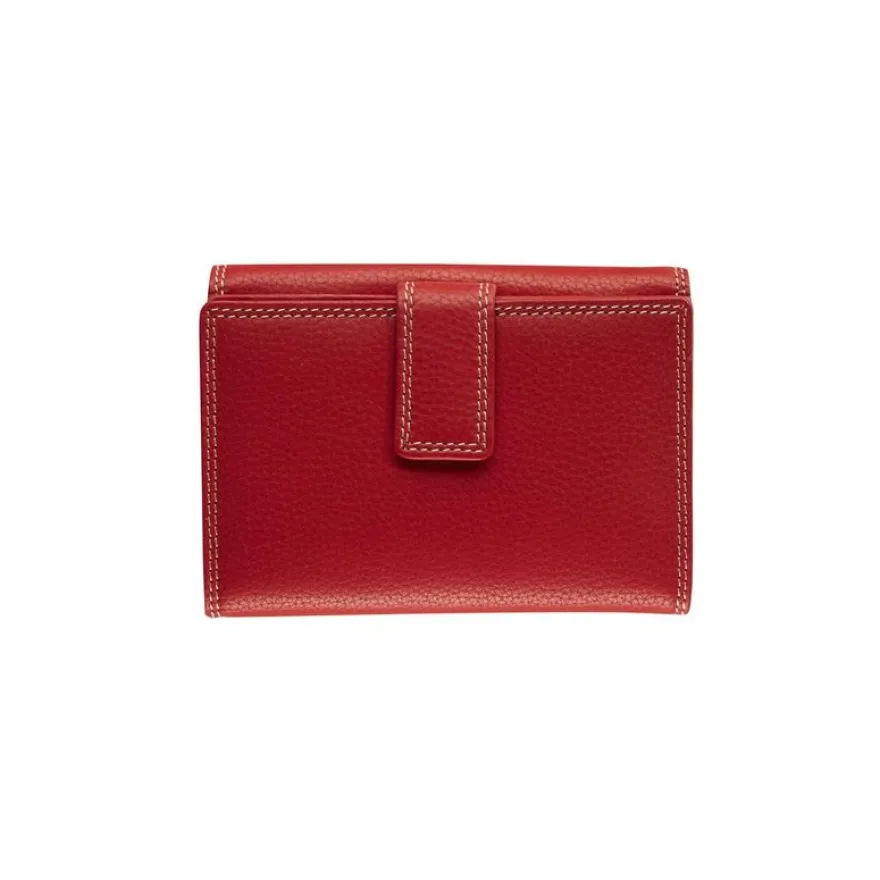 Porte-monnaie fermeture à bouton avec 4 poches fenêtres Dakota - rouge - label M