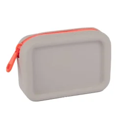 Porte‑monnaie silicone gris NEON avec zip orange fluo et design urbain - format compact et lavable