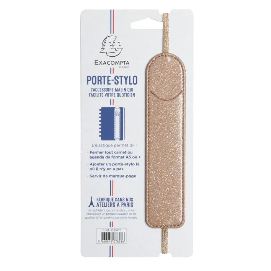 Porte-stylo Eden avec élastique - 3,5x15,5 - or doux - Exacompta