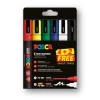 POSCA – Lot de 6 marqueurs couleurs assorties à pointes fines et brush