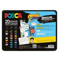 Posca - Malette en métal de 20 marqueurs - Manga - couleurs assorties
