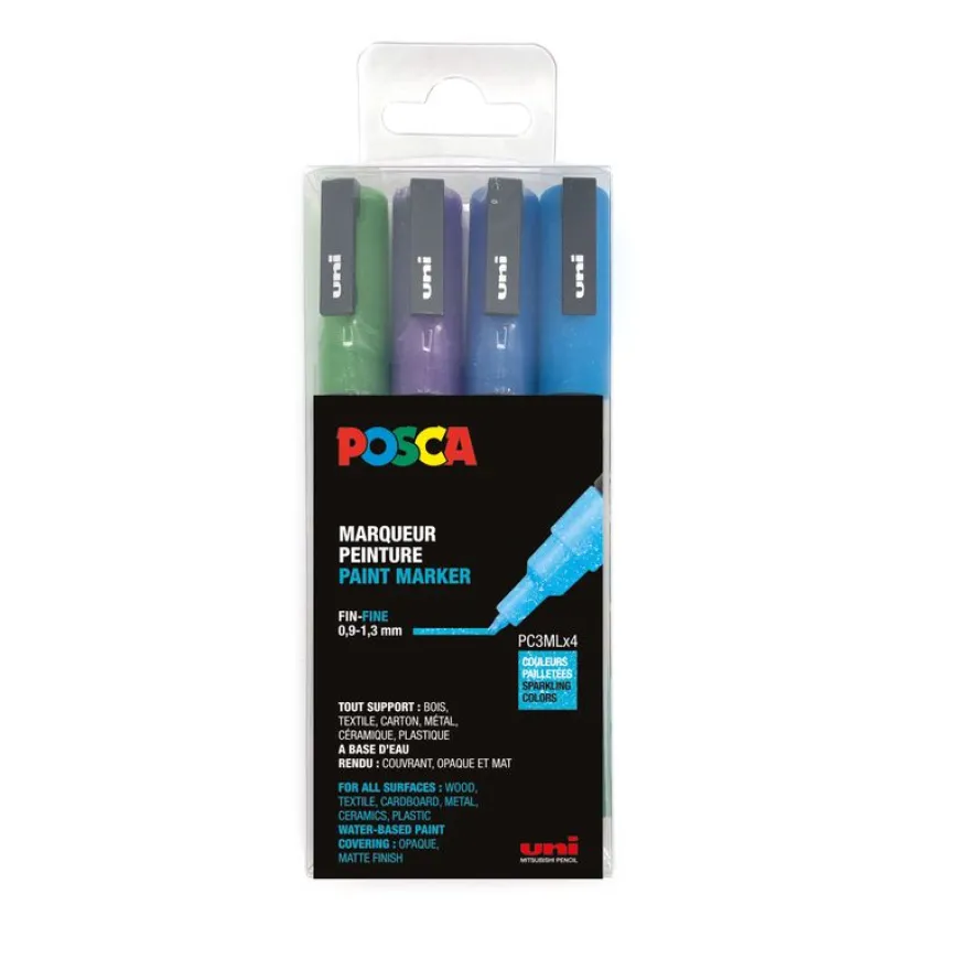 Posca - Pack de 4 marqueurs peinture - pointe fine