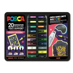 Posca - Pack de 20 marqueurs – pointes et couleurs groovy assorties