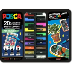 Posca - Pack de 20 marqueurs - pointes et couleurs pop assorties