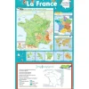 Poster Éducatif Géographie de la France (43x69cm) - Carte Effaçable - idéal de la maternelle au CE2