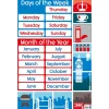 Poster pédagogique Anglais Mois et Jours - 52 x 76 cm - Bouchut
