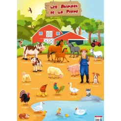 Poster pédagogique Animaux de la Ferme - 52 x 76 cm - Bouchut